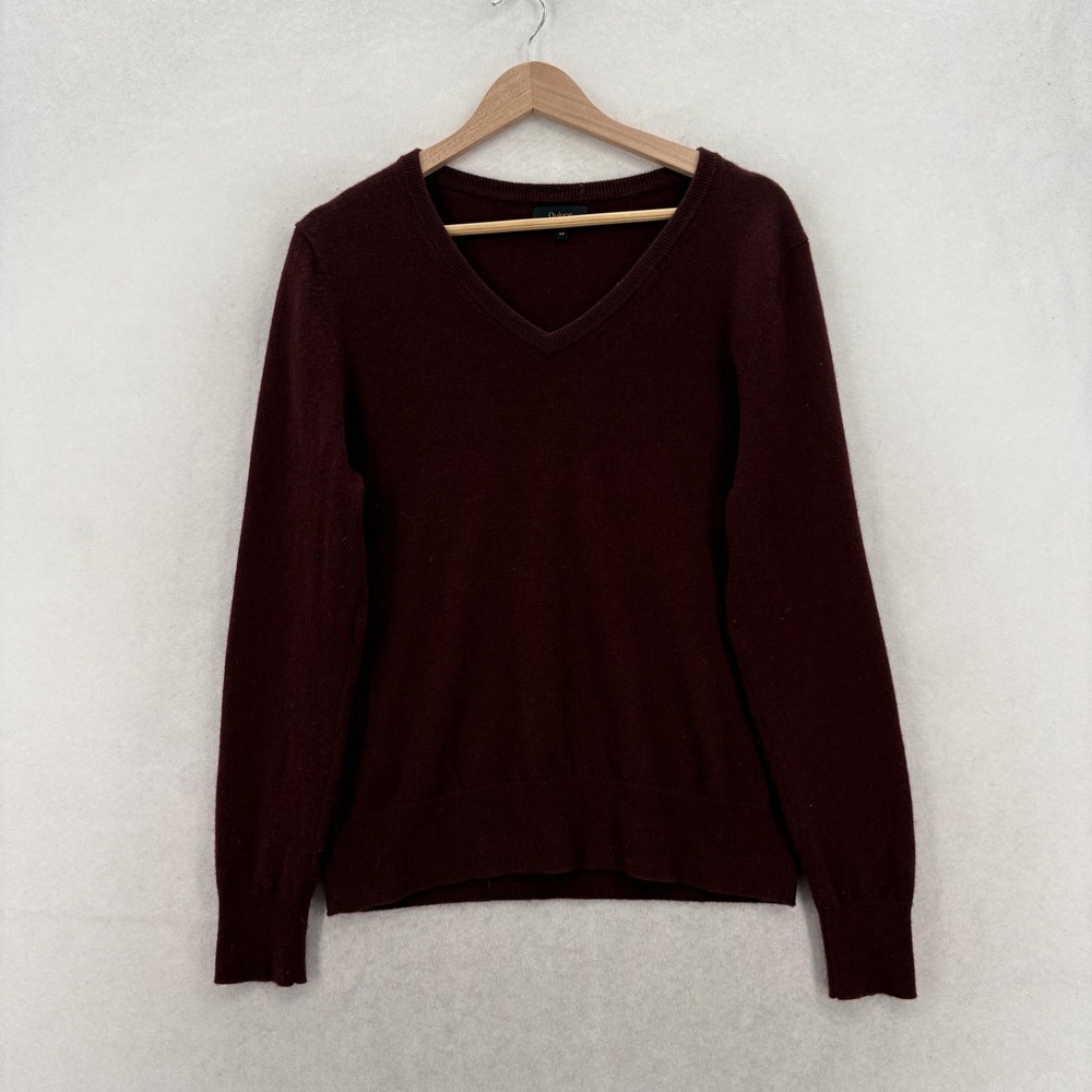 Quince Sweater Womens Medium Red 100% Mongolian Cashmere V Neck Knit Pullover
